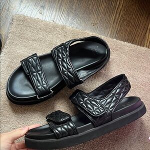 a new day Black Quilted Sandals